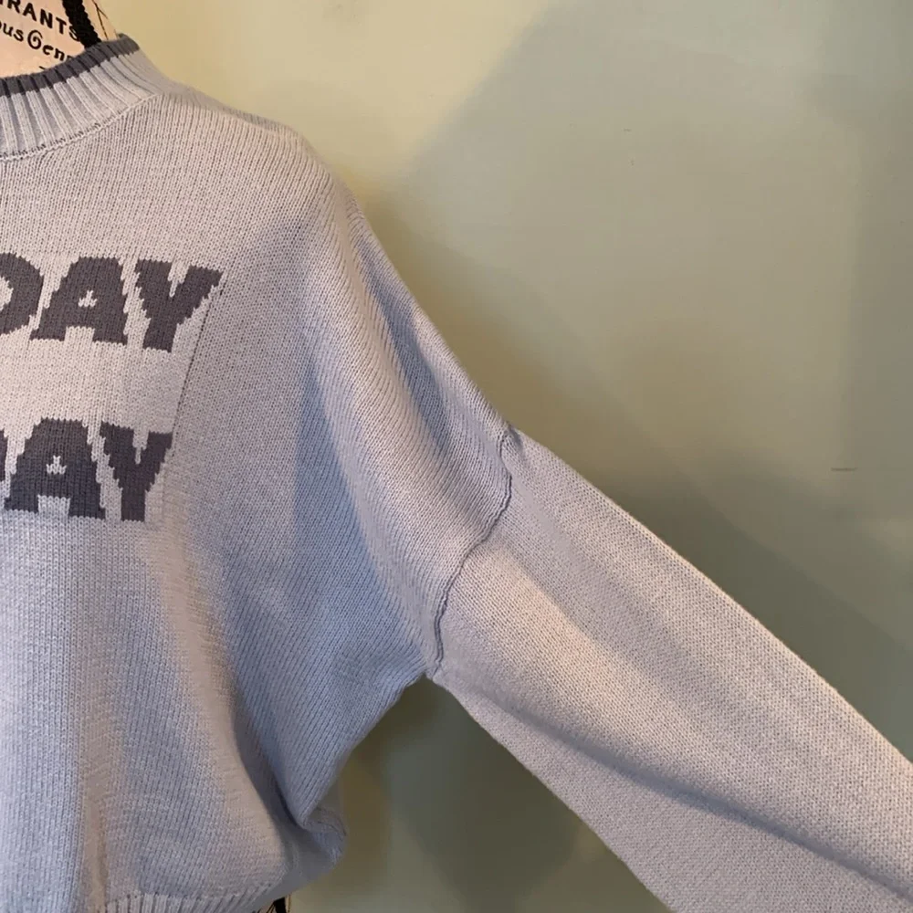 Jessica Simpson Blue Sunday Funday Drop Sleeve Pullover Sweater Women’s Small - Picture 8 of 8